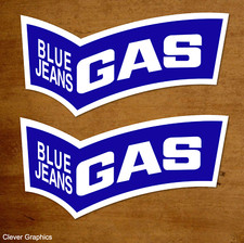 GAS Blue Jeans Bike STICKERS x2 with FREE POSTAGE. Various Sizes. Repsol Honda