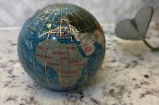 Stunning Vintage Kalifano? 3” Globe Paperweight Bahama Blue Opalite Ocean World