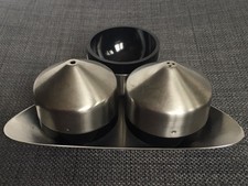 Old Hall Robert Welch Condiment Set Tray; Salt-Shaker; Pepper-Pot; Mustard Pot