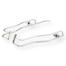 Lambretta Series 3 Li ULMA Style Side Panel Rear Crash Bars - Chrome & Blue