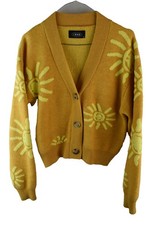 Cider Womans button V Neck Cardigan Sweatshirt Yellow Size M Sunshine Sunny