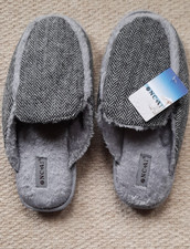 Womens Slippers UK 8 Grey Memory Foam Non Slip Rubber Sole House Shoe Slip On 