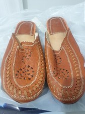 Moroccan leather slip on shoes