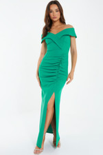 QUIZ Size 12 Stretchy Green Maxi Long Evening Party Prom Wedding Dress Gown