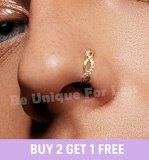 Nose Ring Tragus Diamante Infinity Seam Hoop Stud Sparkly Crystal Silver Gold