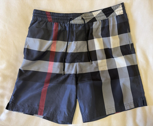 Burberry men navy check swim - navy,