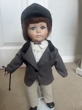 Charming Equestrian Porcelain Doll With Riding Hat, Stirrups, And Whip