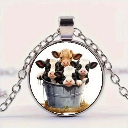 New cow round - new, pendant