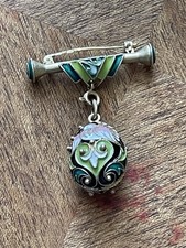 Lovely Antique Art Deco Russian Silver Gilt Enamel Egg Pendant