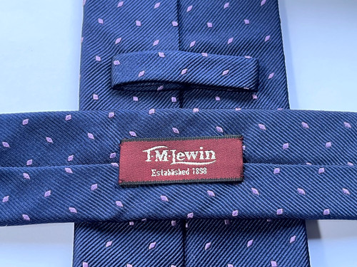 Lewin silk tie navy and - t, m