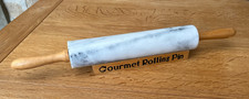 Vintage Solid Marble Heavy Stone Rolling Pin Cooking Baking With Stand Excellent