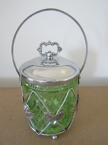 Glass jar green with chrome - green,