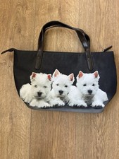 Westie Bag. Dark Brown Sparkly Type Material. Good Condition.