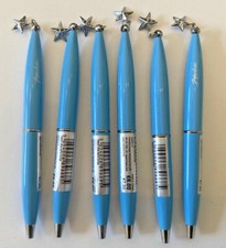 Paperchase Twist Pen With Star Ballpoint Pen Blue Silver Detail Black Ink x 6