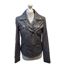Tu Leather Jacket Grey Zipped