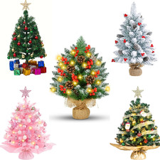 30-60cm Xmas Tabletop Artificial Small Mini Christmas Tree W/LED Lights Ornament