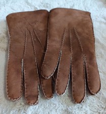 Vintage Genuine Sheepskin And Leather Gloves Brown Size 10