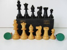 VINTAGE CHAVET-MORIZE CHESS SET WEIGHTED STAUNTON  K 95mm AND BOX  NO BOARD