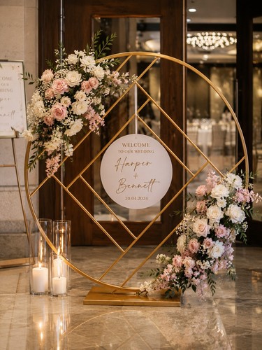Gold round wedding backdrop - wedding,