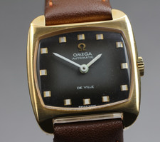 Omega DeVille Cal.671 Automatic 1969 Black Dial Gold Plated Ladies Vintage Watch