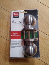Ikonic Ruby Passage Knob 60mm - 70mm Adjustable in Brushed Nickel Finish x 1 NEW