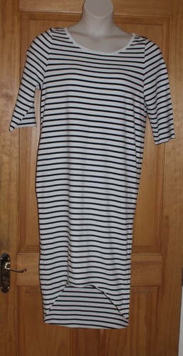 Hush white stripped dip hem