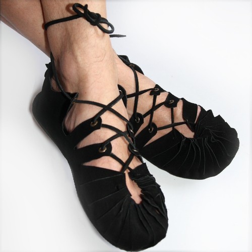 Shoes leather black - shoes, sandals