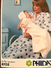 Phildar 4 Ply Knitting 18in 46cm Babies Dress and Bonnet ideal for a Christening