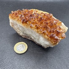 Large Natural Raw Citrine Cluster With Calcite Crystal Quartz - 416g