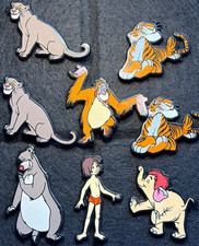 8 DISNEY JUNGLE BOOK PLASTIC PIN BADGES - MOWGLI, HATHI JR, BALOO, KING LOUIE