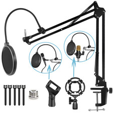 Microphone Stand W/Pop Filter,  Mic Boom Arm Stand Holder for Blue Yeti QuadCast