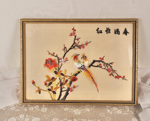 Vintage bird embroidery - vintage,