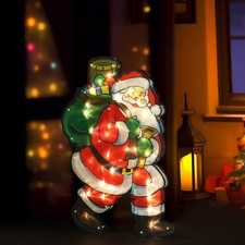 Christmas Silhouette Lights Indoor Outdoor Santa with Gift Festive Decoration
