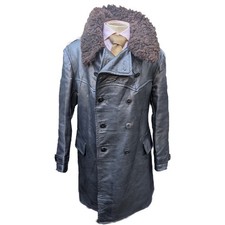 Swedish Military WW2 Leather and Shearing Mats Larsson Officers Coat XL