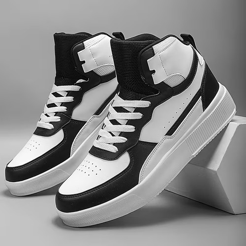 Mens black white faux - black,