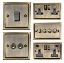 G&H Trimline Antique Brass TAB3 Light Switches, Plug Sockets, Dimmers, Toggles