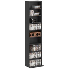 HOMCOM 260 CD Storage Unit 120 DVD Storage Tower with 9 Compartments Black