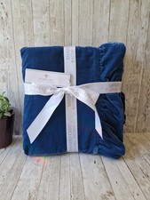 BNWT Shabby Chic by Rachel Ashwell Blue Maisie Ruffled Velvet Throw 130 x 150cm