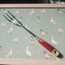 VTG Skyline Meat Serving Cooking Fork Wood Handle Old Kitchen Utensil Tool