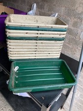14 x Strong Plastic Trays For Garden or Storage 45x27x8cm Nesting Green/Beige
