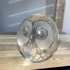 Mats Jonasson Swedish Lead Crystal Owl 3.25" Paperweight Signed 3269 (H12)