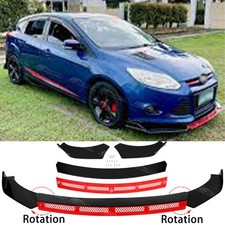 For Ford Focus MK3.5 MK3 MK2 Gloss Black Red Front Bumper Splitter Spoiler Lip