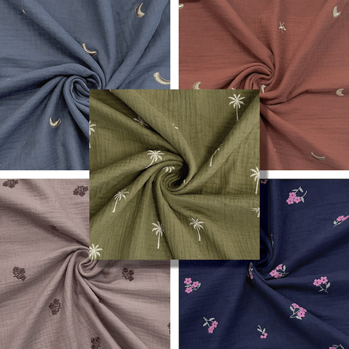 Embroidered double gauze - embroidered,
