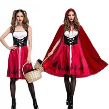 Halloween Adult Little Red Riding Hood Costume Cape Cloak Fancy Dress Outfit 