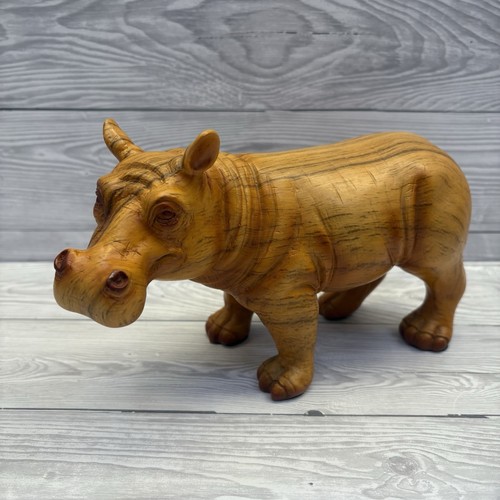 Vintage carved wooden - wooden, hippo