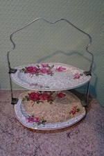 VINTAGE *STYLECRAFT BY MIDWINTER* ROSES CAKE STAND - 11" TALL & 9" WIDE (UNUSED)