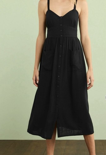 Next black linen - blend, midi