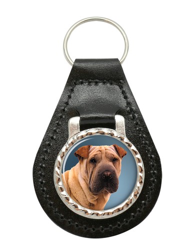 Shar pei leather key - leather, fob