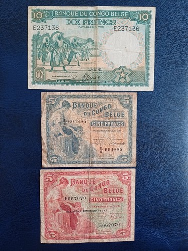 Belgian congo banknotes - x, 3