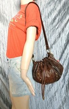 Next vintage 00's faux leather bucket bag small medium brown shoulder Y2k VGC